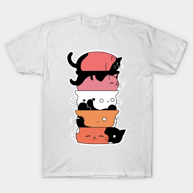 Cute Cat Stack T-Shirt by Gedwolcraeft